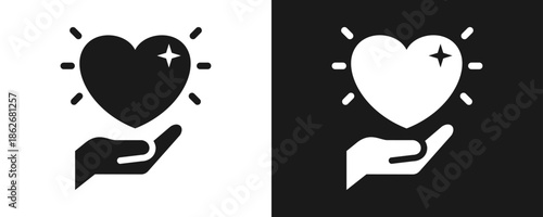 Compassion Icon Set Glyph In White And Black Background