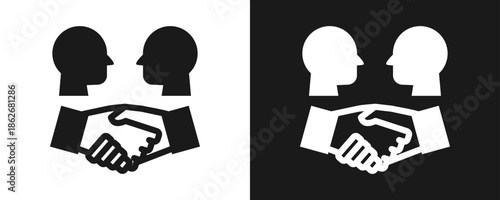 Friendship Icon Set Glyph In White And Black Background