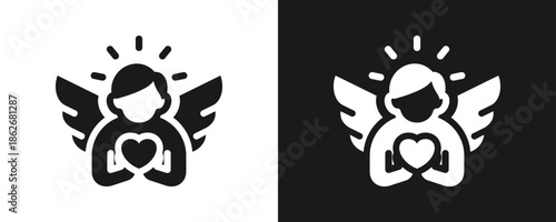 Humility Icon Set Glyph In White And Black Background