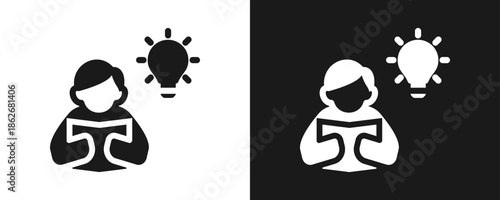Learning Icon Set Glyph In White And Black Background