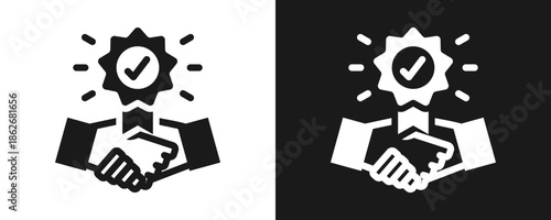 Commitment Icon Set Glyph In White And Black Background