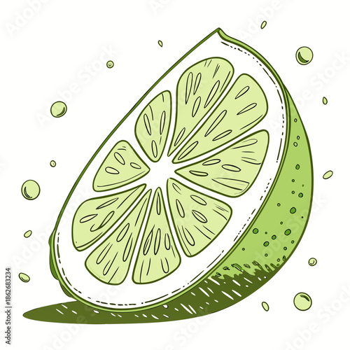 Lime Slice Close-up - Juicy Texture, Isolated White