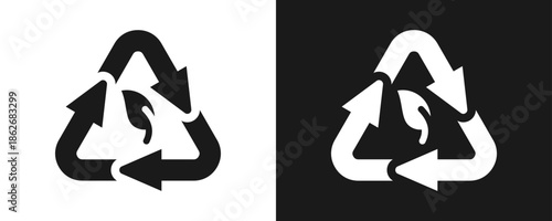 Eco Cycle Icon Set Glyph In White And Black Background