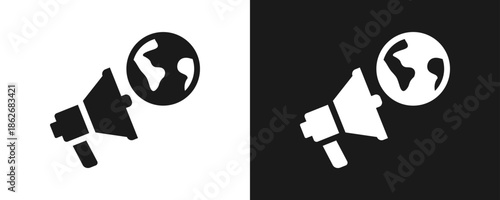 Climate Action Icon Set Glyph In White And Black Background