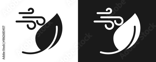 Clear Air Icon Set Glyph In White And Black Background
