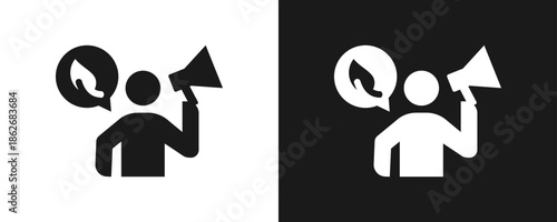 Eco Activist Icon Set Glyph In White And Black Background