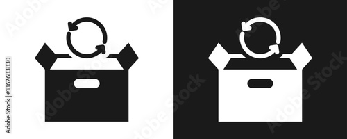 Sustainable Packaging Icon Set Glyph In White And Black Background