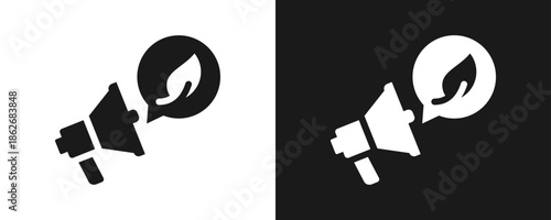 Eco Campaign Icon Set Glyph In White And Black Background