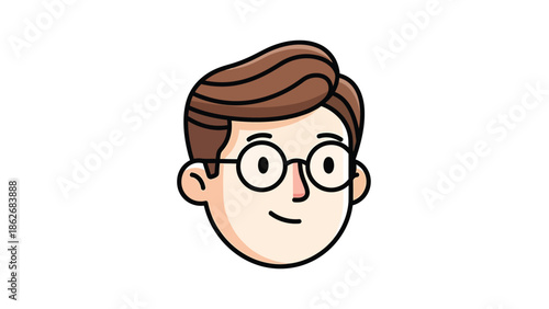 Cartoon Illustration of a Man with Glasses and Brown Hair.
