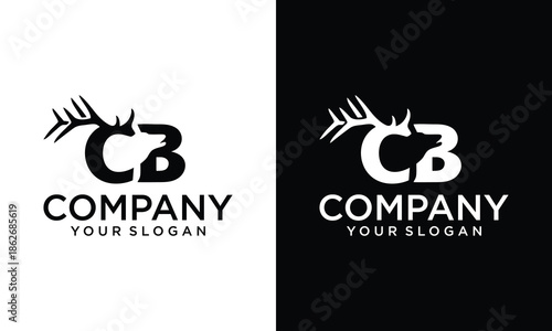 Creative logo letters B and C with deer antlers