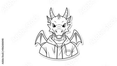 Dragon in Hoodie - A Unique Character Design Illustration.