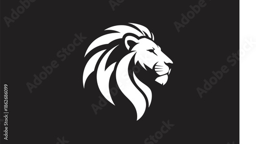 Majestic Lion Head Logo Design with Bold Mane and Focused Gaze.