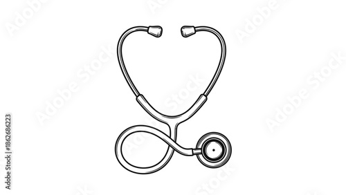 Medical stethoscope icon, health checkup equipment vector.