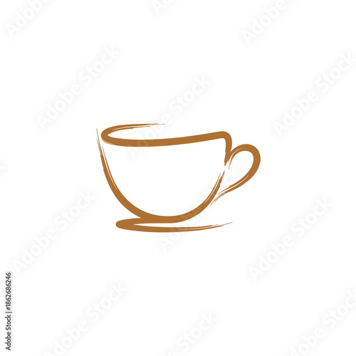 Minimalist Coffee Cup Line Art Illustration for Cafe Branding.