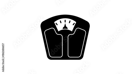Bathroom scale icon silhouette for weight measurement.