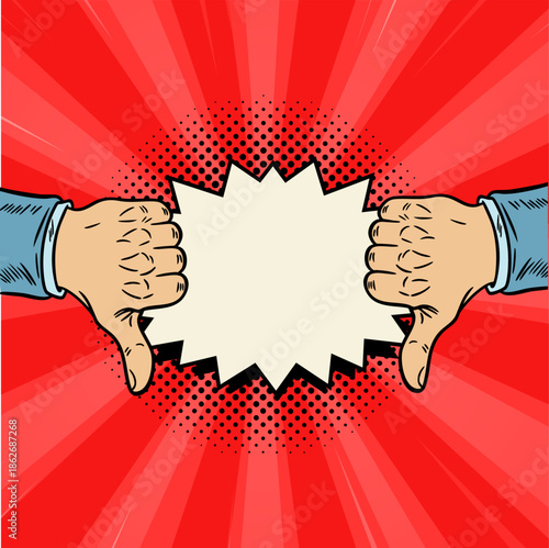 thumbs down pop art illustration