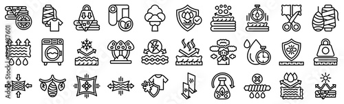 Fabric Features line icons collection set. vector illustration