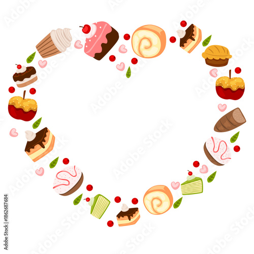 cake and bread love pattern border