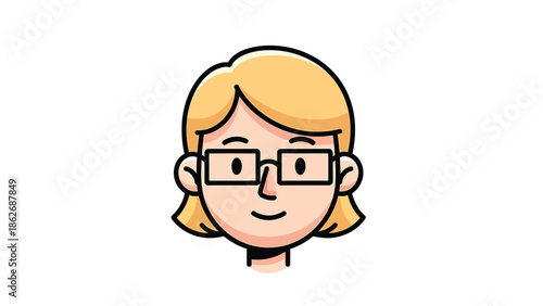 Cartoon Woman with Blonde Hair and Glasses - A Simple Portrait.