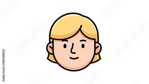 Cartoon Woman with Blonde Hair - A Simple and Friendly Portrait.
