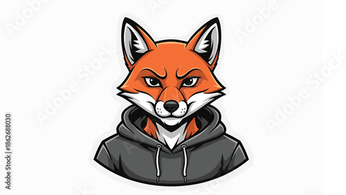 Cartoon Fox Character Wearing a Hoodie with Intense Expression.