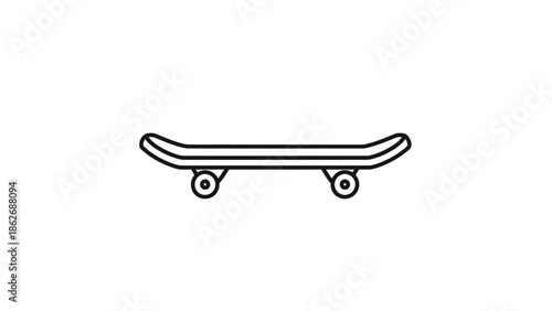 Skateboard side view icon isolated on white background.