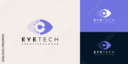 Logo Symbol Icon Vector Digital Eye Circuit Future Technology Design Template