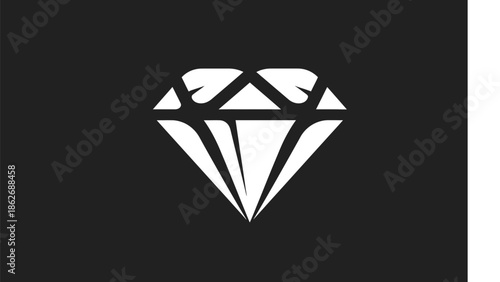 Elegant White Diamond Illustration on Dark Background for Design Projects.
