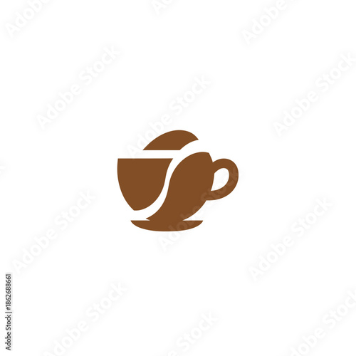 Minimalist Coffee Cup Logo Featuring a Coffee Bean Silhouette.