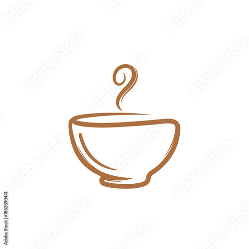 Minimalist Illustration of a Steaming Bowl of Soup or Beverage.