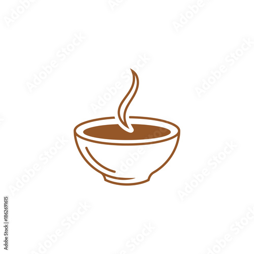 Minimalist Illustration of a Steaming Bowl of Soup or Hot Beverage.