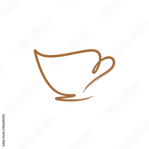 Minimalist Line Art - A Delicate Teacup Illustration for Coffee Lovers.
