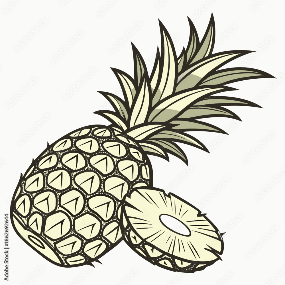 Obraz premium Fresh Tropical Pineapple with Detailed Skin Texture