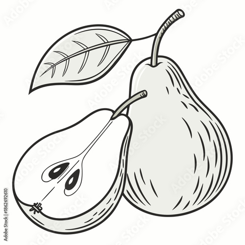 Fresh Green Pear with Subtle Highlights on White