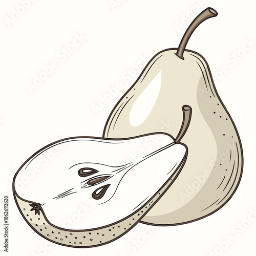 Fresh Green Pear with Subtle Highlights on White