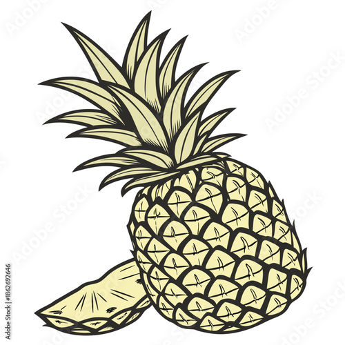 Fresh Tropical Pineapple with Detailed Skin Texture