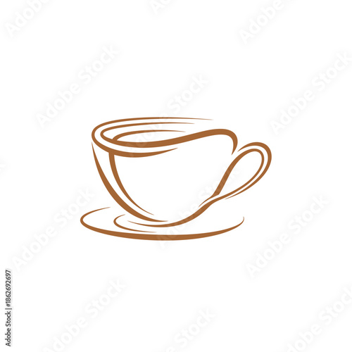 Elegant Coffee Cup Illustration - A Simple Line Art Design.