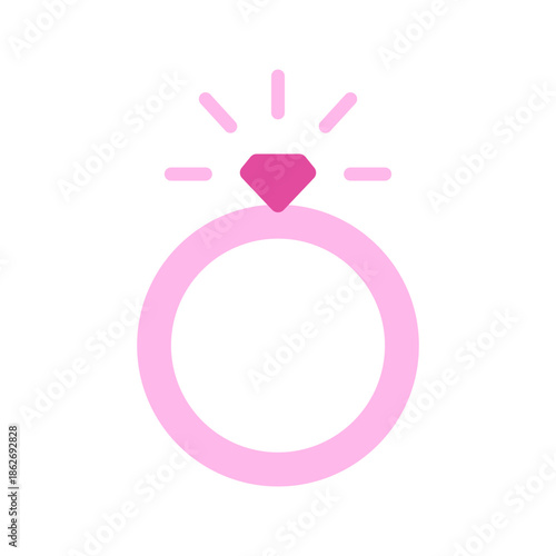 Engagement proposal ring valentine flat color icon
