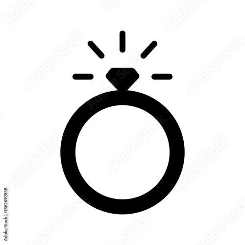 Engagement proposal ring valentine solid glyph icon
