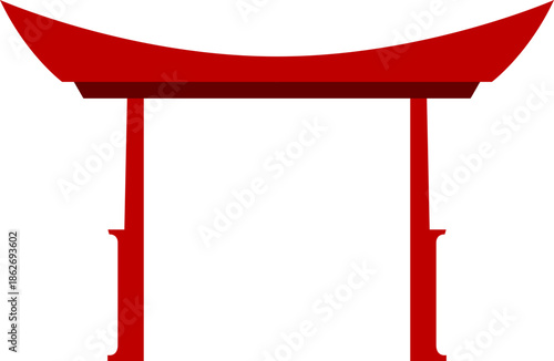 Red Chinese Gate Silhouette