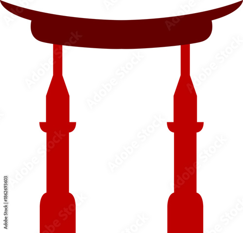 Red Chinese Gate Silhouette