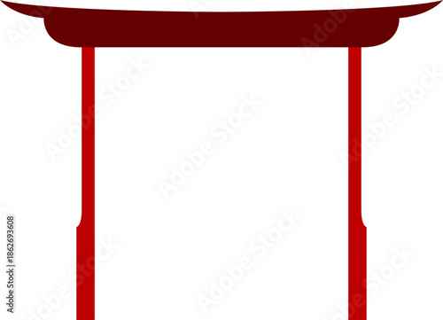 Red Chinese Gate Silhouette