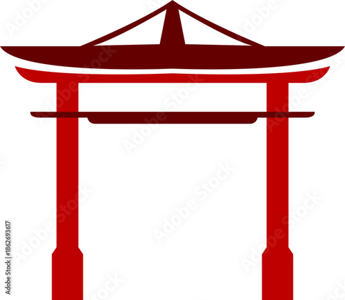 Red Chinese Gate Silhouette