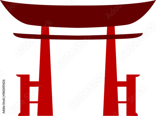 Red Chinese Gate Silhouette