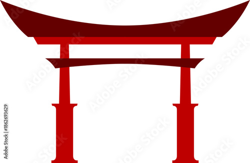 Red Chinese Gate Silhouette