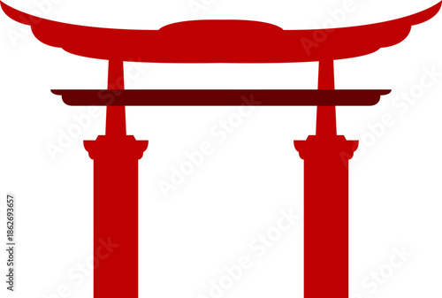 Red Chinese Gate Silhouette