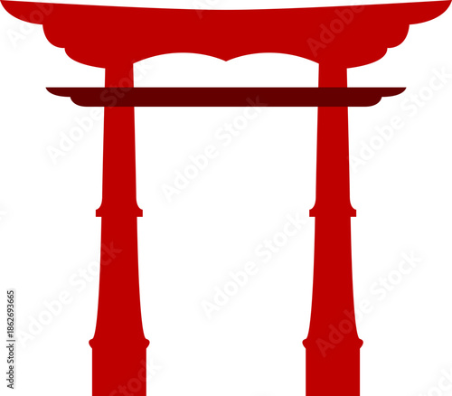 Red Chinese Gate Silhouette
