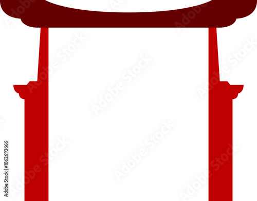 Red Chinese Gate Silhouette