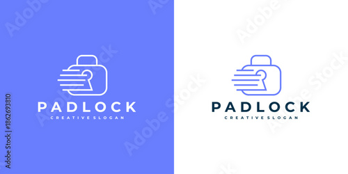Abstract Cyber ​​Security Padlock Logo with Modern Digital Speed ​​Technology Symbol Vector