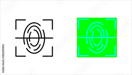 Fingerprint Scan and Biometric Security Line Icon set. Modern fingerprint scanning icon representing biometric security, identity verification, and digital authentication. Suitable for cybersecurity, 